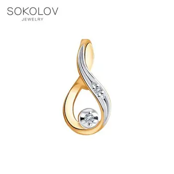 Sokolov zlatý přívěsek s diamanty, módní šperky, 585, ženy je muž, přívěsky na krk ženy