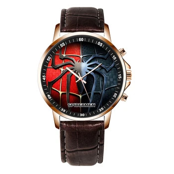 Spiderman Náramkové Hodinky Kožený Řemínek Mužské Quartz Sport Time Clock Business Casual Nové Módní Relogio Masculino Orologio Uomo