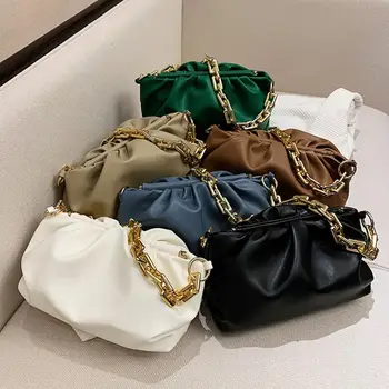 Tlustý Řetěz Podpaží taška 2021 Nové Vysoce kvalitní PU Kůže Ženy Značkové Kabelky Skládaný vysokokapacitní Rameno Messenger Bag