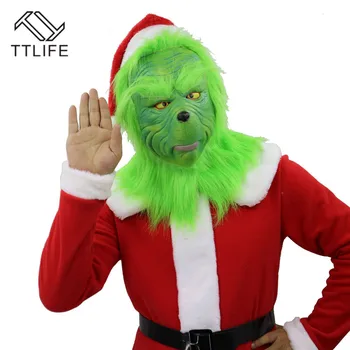 TTLIFE Nové Santa, Grinch Cosplay Kostým Jak Grinch Ukradl Vánoce Kostým Oblečení Set Maska Halloween Masku Mimozemšťana