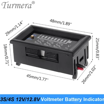 Turmera 3S 12V Lithium 4S 12,8 V Lifepo4 Baterie, Ukazatel Voltmetru Displej s Vypínačem Baterie pro 12V Auto a Šroubovák Použít