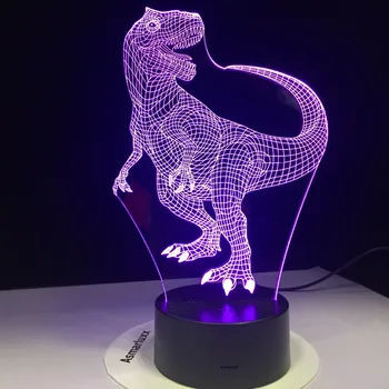 Tyrannosaurus Rex Nový Dinosaurus 3D LED Lampa Noční Světlo se 7 Barev Světla pro Domácí Dekorace Vizualizace Optické Drop Loď