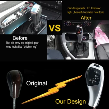 Uhlíkové Vlákno, Černá, Stříbrná LED Gear Shift Knob Shifter Páky pro BMW řady 5 E60 E61 520i 523i 525i 528i 2003-2007 Příslušenství