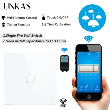 UNKAS EU Standard 1 Gangu Amazon Alexa Hlasové Ovládání Tuya/Inteligentní Život/ewelink Wi-fi smart switch Dotykový Spínač pro Google Domov