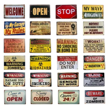 Upozornění Zombie Génius Cínu Kovové Známky Plaku Bar Vintage Garáže Zeď Dekor Art Plakát Deska Bar Pub Club Domova