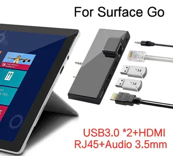 USB C ROZBOČOVAČ Pro Microsoft Surface Go USB 3.0 na HDMI, RJ45, 3,5 mm Audio Adaptér, dokovací stanice Multi USB-C Rozbočovač Ethernet USB3.0 Splitter