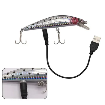 USB Dobíjecí Blikající LED Světlo Záškuby Rybářské Návnady Návnada Elektrický Život-jako Vibrace Rybářské Návnady 1ks
