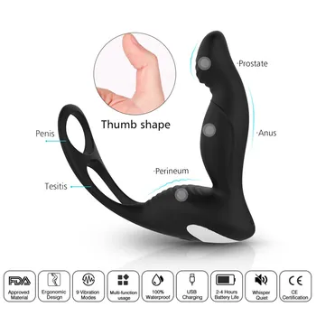 USB Dobíjecí Mužské Prostaty Masáž s Kroužkem Dálkové Ovládání Anální Vibrátor, Sexuální Hračky pro Muže Butt Plug Penis Školení