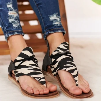V létě roku 2020 Dámské Sandály Pantofle Leopardí Římské Sandály Připnutý Toe Ženy Boty Hot Prodej Ženské Ploché Boty Velké Velikosti 43