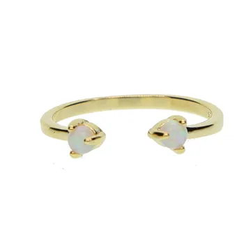 Velikost 5 6 7 otevřete midi Zlaté barvy dvě opál kámen rozkošný dívka, ženy, šperky, jednoduchý, módní jemné minimální prsten