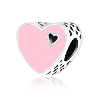 Velkoobchodní Cena Fit Náramky & Náramky S Růžovými Smaltované Přívěsky 925 Sterling Silver Srdce Lásku Korálek Kouzlo DIY Berloque