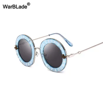 WarBLade Retro Kolo Anglické Písmena Malé Včely Sluneční Brýle Módní Značky Designový Kovový Rám Sluneční Brýle, Ženy Odstíny Oculos