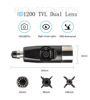 WP90E WIFI Dual objektiv fotoaparátu Kanalizace Kanalizační Potrubí Průmyslový Endoskop s DVR kamera-endoskop inspekční působnosti Tvrdý Drát