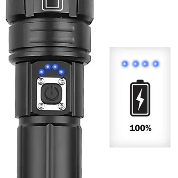 XHP70 LED Taktická Svítilna USB Dobíjecí Zoomovatelný Baterku Pochodeň Lampy LED Svítilna Pro ourdoor Camping dropshipping