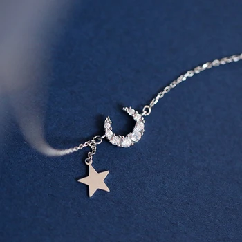 XIYANIKE 925 Sterling Silver Horké Módní Hvězdy, Měsíc Střapcem Přívěskem Náhrdelník Pro Ženy, Dívky, Svatební Party, Okouzlující Šperky, Dárky