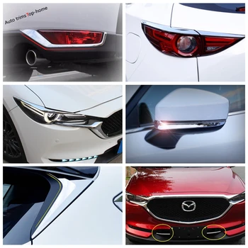 Yimaautotrims Chrome Vnější Refit Kit Hlava / Ocas Mlhová světla Obočí / Zpětné Zrcátko, Kryt Střihu Pro Mazda CX-5 2017 - 2020