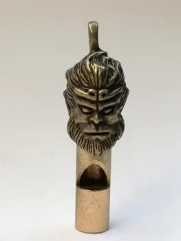 YIZHU CULTUER Sbírku UMĚNÍ Staré Číny Bronz Carving Sun Wu Kong Přívěsek Píšťalka Self-defense zařízení Dar