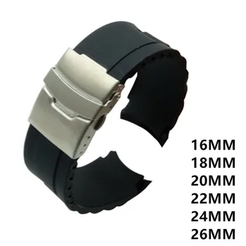 Zakřivený Oblouk Rozhraní Silikonové Pryže Watchband pro Tissot Muži Ženy Hodinky Kapela Popruh na Zápěstí Pásek 16mm 18mm 20mm 22mm 24mm 26mm
