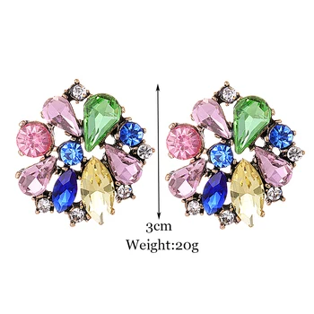 ZHINI Hot Prodej Bijoux Pure Stone Geometrické Prohlášení Módní Stud Náušnice Pro ženy Velkoobchod BohoTrendy Květinové Náušnice Šperky