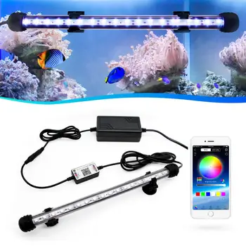 Zhongji 19 CM-59 CM Akvarijní LED Osvětlení Bluetooth APLIKACE Dálkového Ovládání RGB Vodotěsné Fish Tank Světla Lamp Pro Akvarijní Rostliny