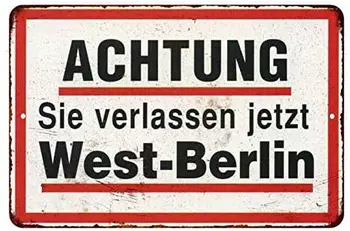 Západní Berlín 2. světové války německé logo Zdi Dekor retro logo Art Deco tin Dárek Retro nástěnné house bar retro Kavárna dekor, 8X12 palců