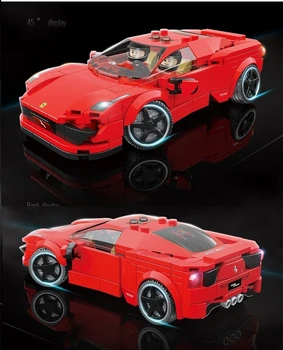 Závodní Modely Aut, Stavební Bloky DIY Kolekce Červené Auto MOC Cihly Sady Kompatibilní Vzdělávací Hračky Stavebnice Figurky pro Kluky Dárek