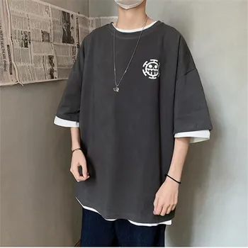 Černá Hip Hop Luffy Tričko Streetwear Muži Ženy Japonské Cool Punk Nadrozměrné T Shirt Men Letní Polovina Rukáv Jeden Kus Tričko