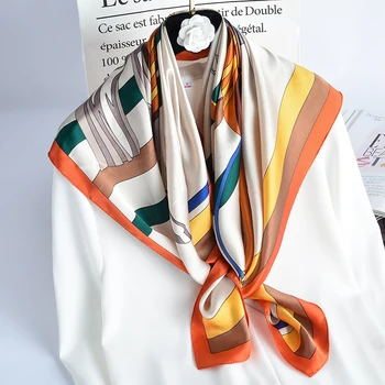 Čisté Hedvábí Šátky na krk pro Ženy Hedvábí Šátek Šátek Print Šátek Přírody Hedvábný Šátek Neckscarf Hidžáb Šátek 88x88cm