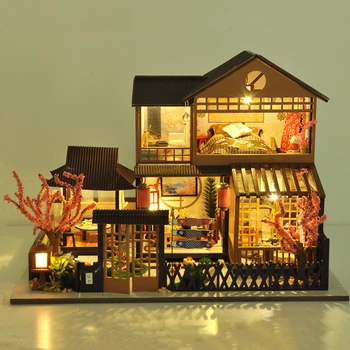 Čínský Styl Diy Doll House Kit Ručně vyráběné Miniaturní Nábytek LED Světla Domů, Svatby, Narozeniny, Vánoční Dárek