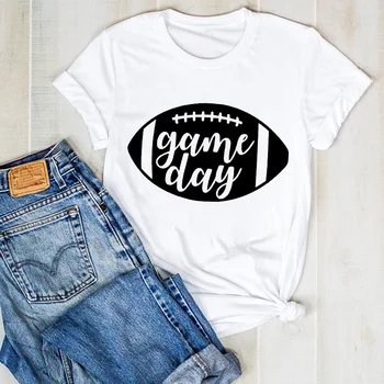Ženy Lady Baseball Máma Leopard fotbal Fotbal Print Dámské Letní T Tee Dámské Tričko Žena Top Tričko Oblečení Graphic T-shirt