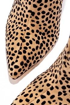 Ženy Stehna Vysoký Podpatek Boty Jehlové Podpatky Leopard Úsek Sock Slip-on Boty Zimní Sexy Lady Nad Kolena Striptérka Boty 2020