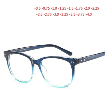 -0.5 -0.75 -1,0 Až -4.0 Retro Nýt Skončil Krátkozrakost Brýle Pro Ženy, Muže Čtvercový Rám 1.56 Asférické Předpis Brýlí