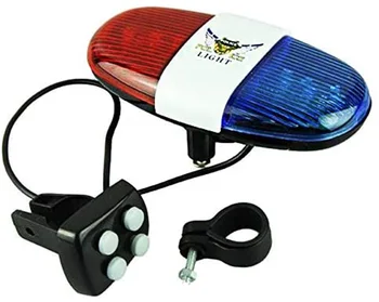 1 Ks jízdních Kol, Policie Zvuk, Světla 6 LED Světla, 4 Zvuky Trumpet Cyklistika Roh Bell Upozornění Bezpečnost Kolo, Nepromokavé Cyklistické Světla