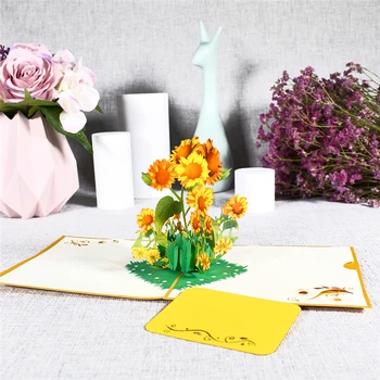 10 Pack Pop-Up Květina Karta 3D Slunečnice Pohlednice pro Valentinky Den No Den Matek, Narozeniny, Výročí Velkoobchod