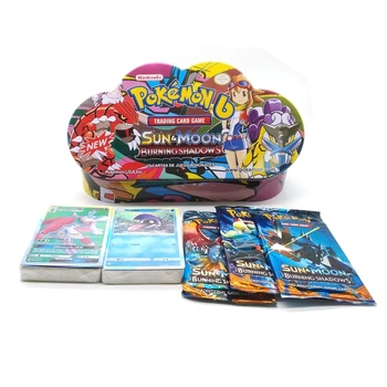 102pcs/set Pokemon Přenosné plechové krabice TAKARA TOMY Bitva Hračky, Koníčky, Hobby, Sběratelství Hra Kolekce Anime Karty pro Děti