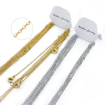 10pcs/lot Řetězy Náhrdelník 2mm Muži, Ženy, Zlato/Ocel Barva Nerez Ocel Odkaz Kubánské Řetězce Náhrdelníky Pro Šperky DIY Tvorby