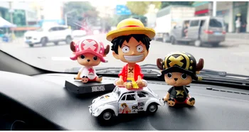 11CM Karikatura Auto Dekorace Anime One Piece Obrázek Model Hračky Luffy Sanji Chooper Zoro Jaře Třesoucí se Hlava Panenky Automobilů Dekor Hračky