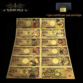 11ks/Pěkný set Japonsko Zlato Bankovka 10.000 Jenů Dragon Bankovek v 24k pozlaceno Peníze Na Sbírku