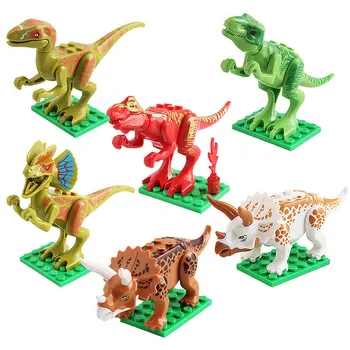 12ks/set Jurský Dinosaur Play Set Stavební Blok Hračka, Děti Sestavit Zvířecí Bloky World Park Cihly Model Hračky Pro Chlapce