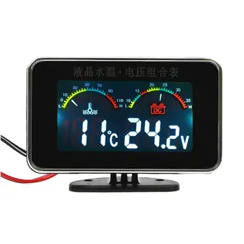 12V/24V Auto LCD Teplota Vody Metr, Teploměr, Voltmetr Rozchod 2v1 Temp & amp Měřič Napětí 17mm Senzor
