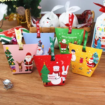 15 ks Veselé Vánoční Cukroví Boxy Santa Claus Karikatura Krásné Dodávek Party, Dárek, Kontejner, Balení Box Nugát Bag