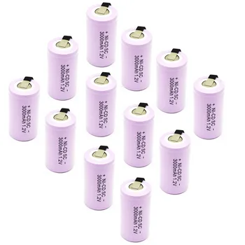 15pcs Vysoce kvalitní baterie dobíjecí baterie sub baterie SC baterie 1,2 v s tab 3000 mah pro elektrické nářadí
