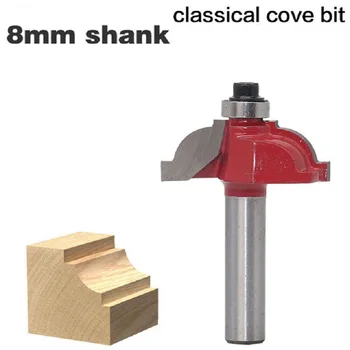 1ks 8mm Shank Dvě Flétny Cassical Cove, Box na Dřevo Router Bit S Ložiskem z Karbidu Wolframu Zkosení Frézy Pro Dřevoobráběcí Nástroj