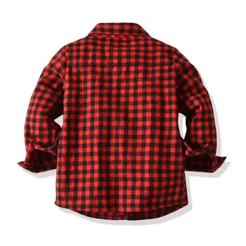 2-9let Vánoční Batole, Děti, Chlapče Gentleman Oblek Dlouhý Rukáv Červené Kostkované Košile Topy + Kalhoty VÁNOČNÍ Oblečení Podzim Zimní Oblečení
