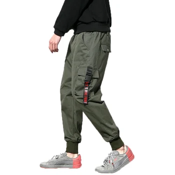 2020 Muže Army Green Cargo Kalhoty Muži Běžci Zvýšit Vojenské Bavlněné Kalhoty Hip Hop Harém kalhoty Pánské Venku, Kotník-Délka Kalhoty