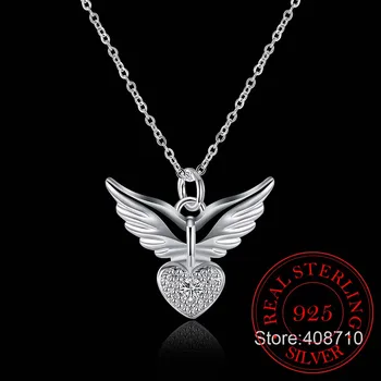 2020 Nový Drop Shipping 925 Sterling Silver Náhrdelníky Zirkony Angel Wings Náhrdelníky Šperky Límec Colar de Plata