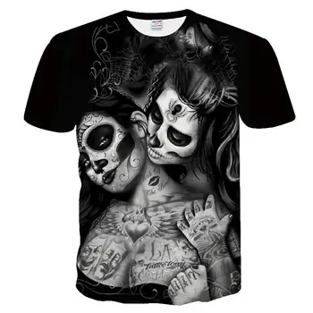 2020 T-shirt 3d Mužské T-shirt Horor Lebka Zábavné 3d muži/ženy T-shirt Hip-hop Styl Gotický Styl Letní Top