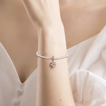 2021 Nové Valentine Fit Pandora Náramky Srdce & Rose Květina Přívěsky 925 Sterling Silver Originální Korálky pro Ženy DIY Šperky