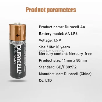 20KS Originální DURACELL 1,5 V AA Alkalické Baterie LR6 Pro Elektrický kartáček na zuby Hračka Svítilna Myš hodiny Suché Primární Baterie