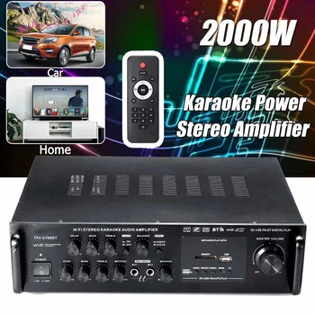 220V Auto Zesilovač Audio Zesilovač bluetooth Stereo Domů 2000W Napájení Stereo Zesilovač Bluetooth FM USB SD Karaoke Domů KTV